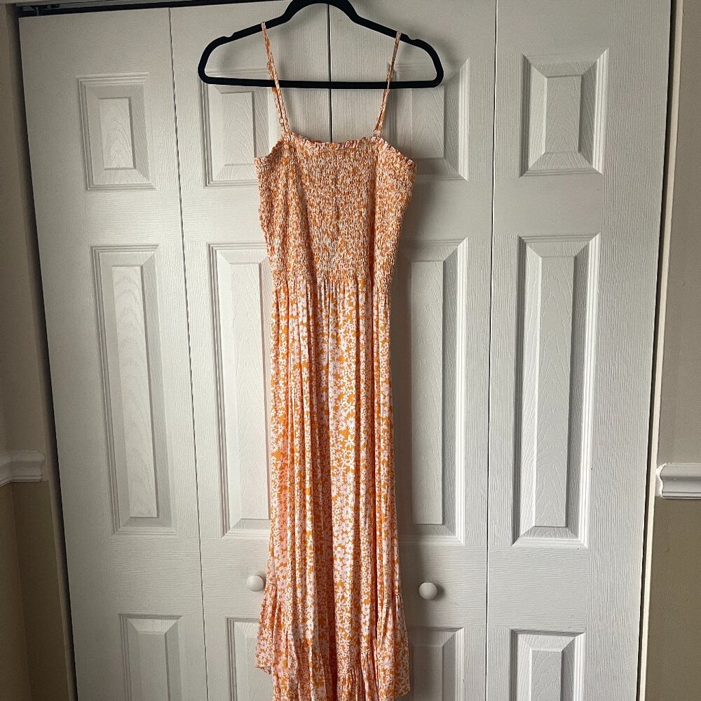 Like New Angie Smocked Tank Rounded Hem Maxi Dress